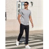 COOFANDY Men’s T-Shirts Henley Short Sleeve Cotton Shirts Button Tee Tops(Grey)