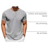 COOFANDY Men’s T-Shirts Henley Short Sleeve Cotton Shirts Button Tee Tops(Grey)