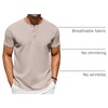 COOFANDY Men’s T-Shirts Henley Short Sleeve Cotton Shirts Button Tee Tops(Khaki)