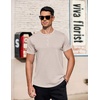 COOFANDY Men’s T-Shirts Henley Short Sleeve Cotton Shirts Button Tee Tops(Khaki)