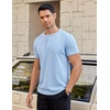 COOFANDY Men’s T-Shirts Henley Short Sleeve Cotton Shirts Button Tee Tops(Light Blue)