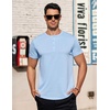COOFANDY Men’s T-Shirts Henley Short Sleeve Cotton Shirts Button Tee Tops(Light Blue)