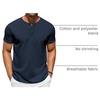 COOFANDY Men’s T-Shirts Henley Short Sleeve Cotton Shirts Button Tee Tops(Navy Blue)