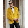 COOFANDY Men’s Velvet Blazer Notched Lapel Velour Suit Jacket One Button Tuxedo Jackets for Wedding Prom Party Dinner(Gold Yellow)