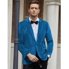 COOFANDY Men’s Velvet Blazer Notched Lapel Velour Suit Jacket One Button Tuxedo Jackets for Wedding Prom Party Dinner(Lake Blue)
