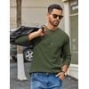 COOFANDY Mens Waffle Long Sleeve Shirt Crewneck T Shirt Casual Pullover Tee(Army Green)