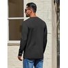 COOFANDY Mens Waffle Long Sleeve Shirt Crewneck T Shirt Casual Pullover Tee(Black)