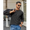 COOFANDY Mens Waffle Long Sleeve Shirt Crewneck T Shirt Casual Pullover Tee(Black)