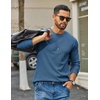 COOFANDY Mens Waffle Long Sleeve Shirt Crewneck T Shirt Casual Pullover Tee(Blue)