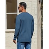 COOFANDY Mens Waffle Long Sleeve Shirt Crewneck T Shirt Casual Pullover Tee(Blue)