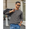 COOFANDY Mens Waffle Long Sleeve Shirt Crewneck T Shirt Casual Pullover Tee(Dark Gray)