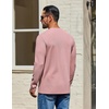 COOFANDY Mens Waffle Long Sleeve Shirt Crewneck T Shirt Casual Pullover Tee(Dusty Pink)