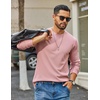 COOFANDY Mens Waffle Long Sleeve Shirt Crewneck T Shirt Casual Pullover Tee(Dusty Pink)