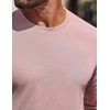 COOFANDY Mens Waffle Long Sleeve Shirt Crewneck T Shirt Casual Pullover Tee(Dusty Pink)