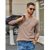 COOFANDY Mens Waffle Long Sleeve Shirt Crewneck T Shirt Casual Pullover Tee(Khaki)