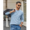 COOFANDY Mens Waffle Long Sleeve Shirt Crewneck T Shirt Casual Pullover Tee(Light Blue)