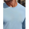 COOFANDY Mens Waffle Long Sleeve Shirt Crewneck T Shirt Casual Pullover Tee(Light Blue)