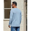 COOFANDY Mens Waffle Long Sleeve Shirt Crewneck T Shirt Casual Pullover Tee(Light Blue)