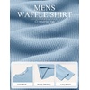 COOFANDY Mens Waffle Long Sleeve Shirt Crewneck T Shirt Casual Pullover Tee(Light Blue)