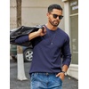 COOFANDY Mens Waffle Long Sleeve Shirt Crewneck T Shirt Casual Pullover Tee(Navy Blue)