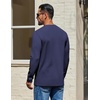 COOFANDY Mens Waffle Long Sleeve Shirt Crewneck T Shirt Casual Pullover Tee(Navy Blue)