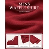 COOFANDY Mens Waffle Long Sleeve Shirt Crewneck T Shirt Casual Pullover Tee(Red)