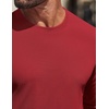 COOFANDY Mens Waffle Long Sleeve Shirt Crewneck T Shirt Casual Pullover Tee(Red)