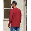 COOFANDY Mens Waffle Long Sleeve Shirt Crewneck T Shirt Casual Pullover Tee(Red)