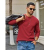 COOFANDY Mens Waffle Long Sleeve Shirt Crewneck T Shirt Casual Pullover Tee(Red)