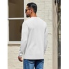 COOFANDY Mens Waffle Long Sleeve Shirt Crewneck T Shirt Casual Pullover Tee(White)