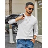 COOFANDY Mens Waffle Long Sleeve Shirt Crewneck T Shirt Casual Pullover Tee(White)