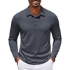 COOFANDY Men’s Long Sleeve Polo Shirt Golf Lightweight Breathable Moisture Wicking Shirt for Business Casual Work Outdoor(1 Pack Dark Grey)
