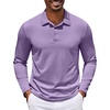 COOFANDY Men’s Long Sleeve Polo Shirt Golf Lightweight Breathable Moisture Wicking Shirt for Business Casual Work Outdoor(1 Pack Lilac)