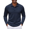 COOFANDY Men’s Long Sleeve Polo Shirt Golf Lightweight Breathable Moisture Wicking Shirt for Business Casual Work Outdoor(1 Pack Navy Blue)