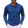 COOFANDY Men’s Long Sleeve Polo Shirt Golf Lightweight Breathable Moisture Wicking Shirt for Business Casual Work Outdoor(1 Pack Sapphire Blue)