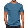 COOFANDY Men’s T-Shirts Henley Short Sleeve Cotton Shirts Button Tee Tops(Captain’s Blue)