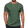 COOFANDY Men’s T-Shirts Henley Short Sleeve Cotton Shirts Button Tee Tops(Dark Green)