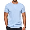 COOFANDY Men’s T-Shirts Henley Short Sleeve Cotton Shirts Button Tee Tops(Light Blue)