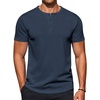 COOFANDY Men’s T-Shirts Henley Short Sleeve Cotton Shirts Button Tee Tops(Navy Blue)