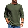COOFANDY Mens Waffle Long Sleeve Shirt Crewneck T Shirt Casual Pullover Tee(Army Green)