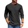 COOFANDY Mens Waffle Long Sleeve Shirt Crewneck T Shirt Casual Pullover Tee(Black)