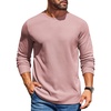 COOFANDY Mens Waffle Long Sleeve Shirt Crewneck T Shirt Casual Pullover Tee(Dusty Pink)