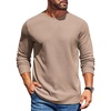COOFANDY Mens Waffle Long Sleeve Shirt Crewneck T Shirt Casual Pullover Tee(Khaki)