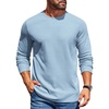 COOFANDY Mens Waffle Long Sleeve Shirt Crewneck T Shirt Casual Pullover Tee(Light Blue)