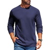 COOFANDY Mens Waffle Long Sleeve Shirt Crewneck T Shirt Casual Pullover Tee(Navy Blue)