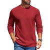 COOFANDY Mens Waffle Long Sleeve Shirt Crewneck T Shirt Casual Pullover Tee(Red)