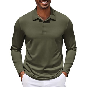 COOFANDY Men’s Long Sleeve Polo Shirt Golf Lightweight Breathable Moisture Wicking Shirt for Business Casual Work Outdoor(1 Pack Army Green)