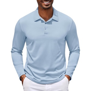 COOFANDY Men’s Long Sleeve Polo Shirt Golf Lightweight Breathable Moisture Wicking Shirt for Business Casual Work Outdoor(1 Pack Light Blue)
