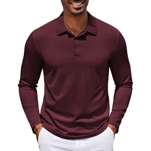 COOFANDY Men’s Long Sleeve Polo Shirt Golf Lightweight Breathable Moisture Wicking Shirt for Business Casual Work Outdoor(1 Pack Maroon)