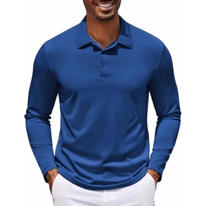 COOFANDY Men’s Long Sleeve Polo Shirt Golf Lightweight Breathable Moisture Wicking Shirt for Business Casual Work Outdoor(1 Pack Sapphire Blue)